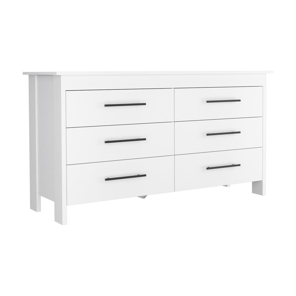 Paris 6 Drawer Double Dresser - White. Picture 1