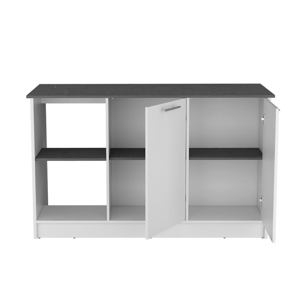 Kitchen Island with Large Countertop, Shelves and Double Door Cabinet. Picture 1