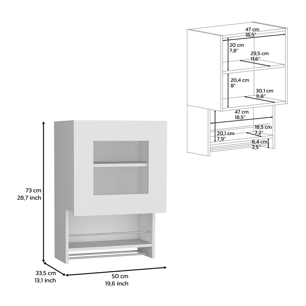DEPOT E-SHOP Ithaca Kitchen Wall Cabinet with Towel and Spice Rack, White. Picture 4