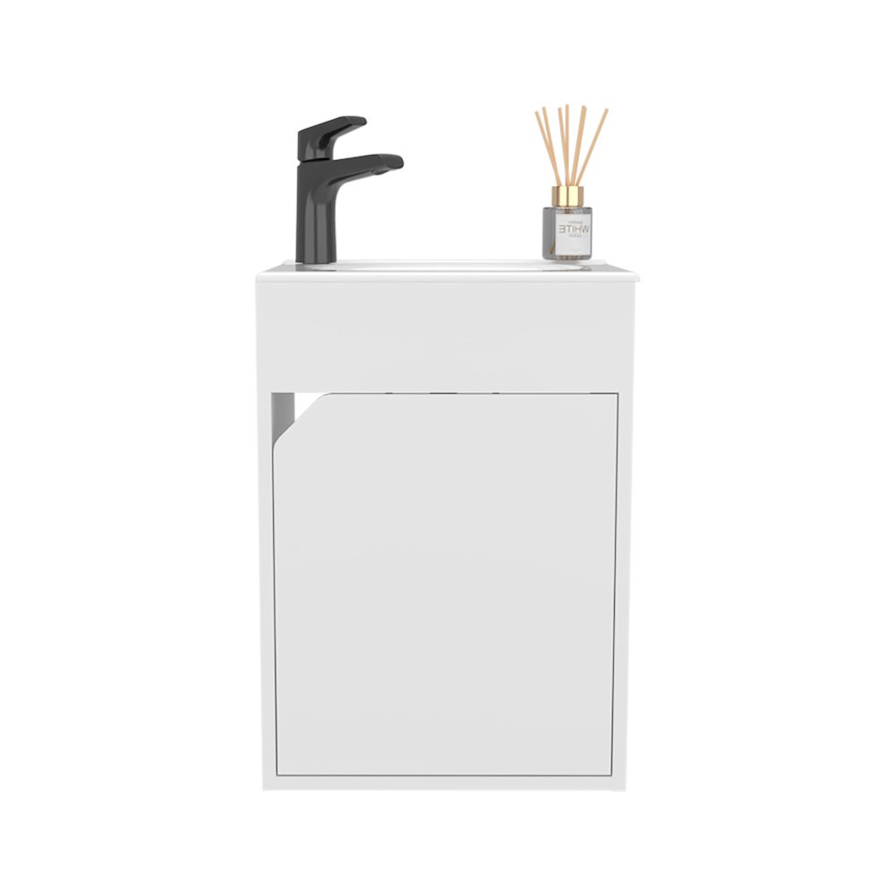 Klawock Bathroom Vanity, 1 Door, White. Picture 1
