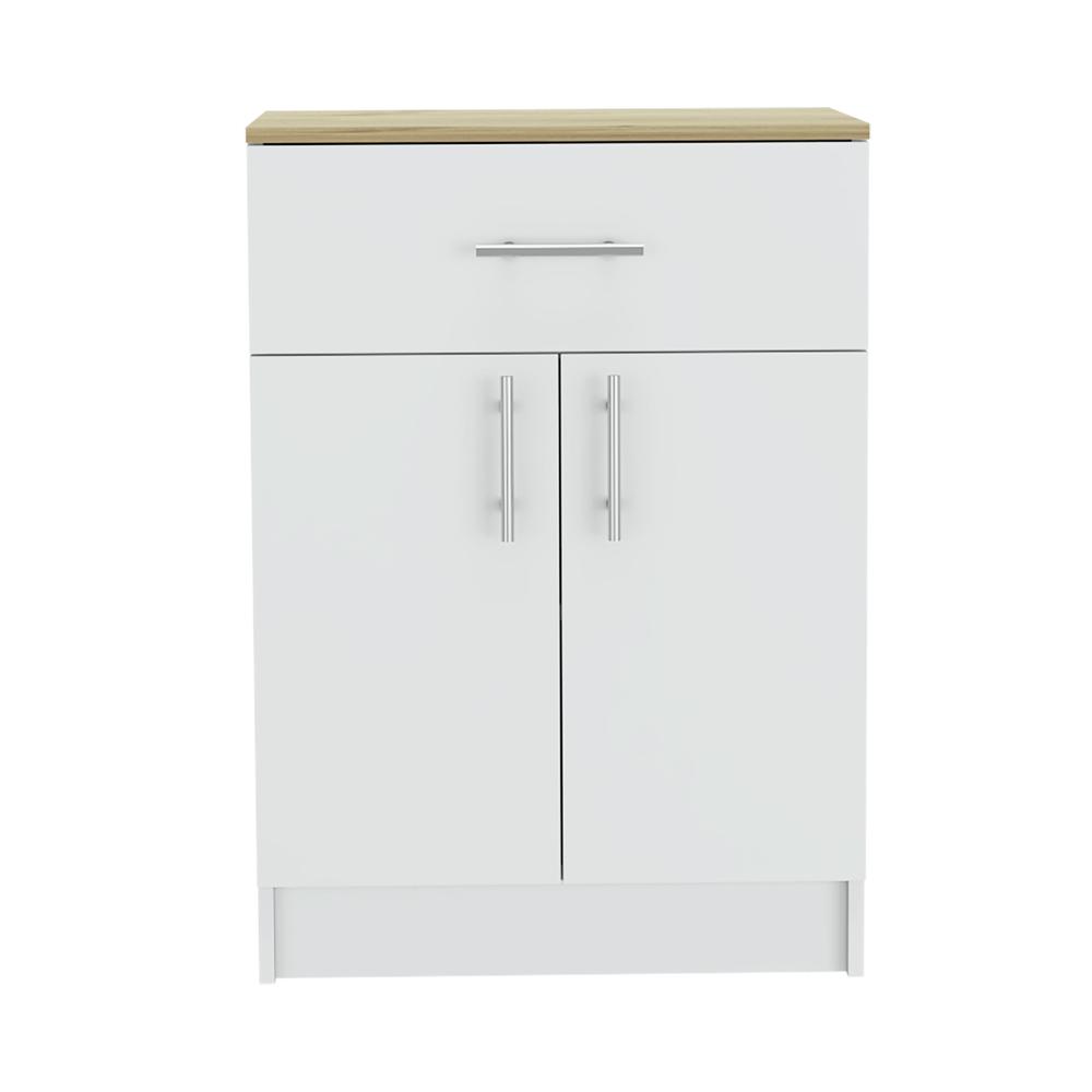 Barbados Pantry Cabinet-White/Light Oak. Picture 4