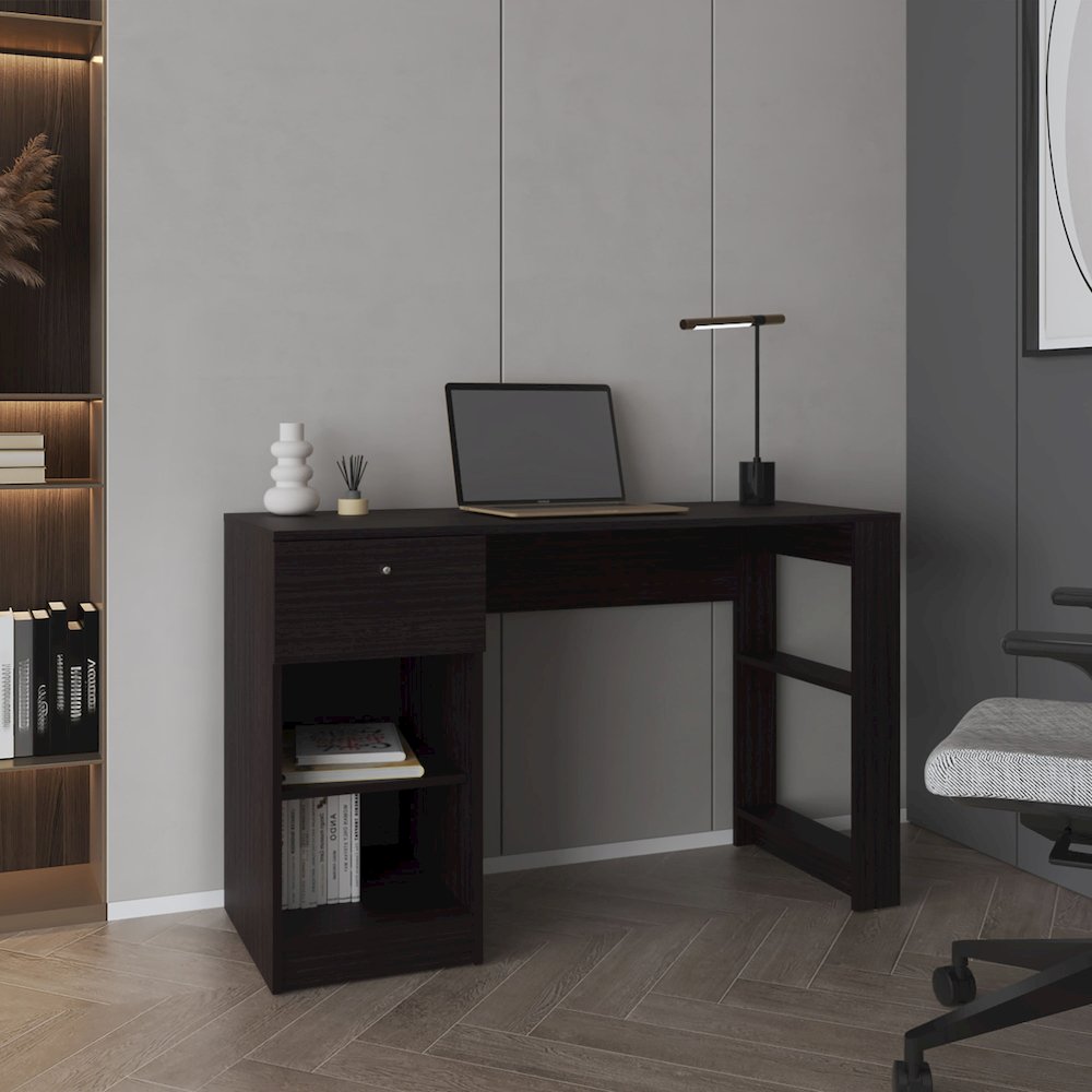 Tolsona Desk, 1 Drawer, 2 Shelves, Black. Picture 6