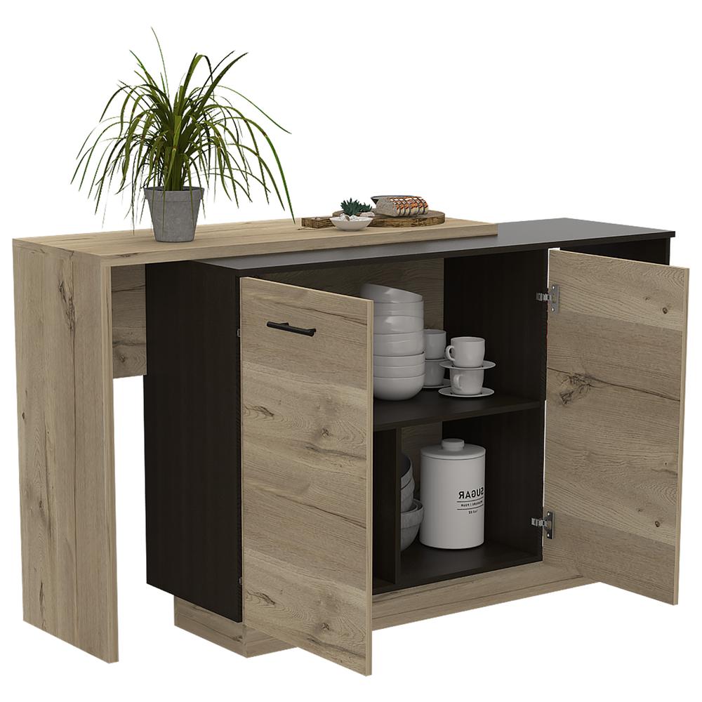 Creta Kitchen Island Black/ Light Oak. Picture 3