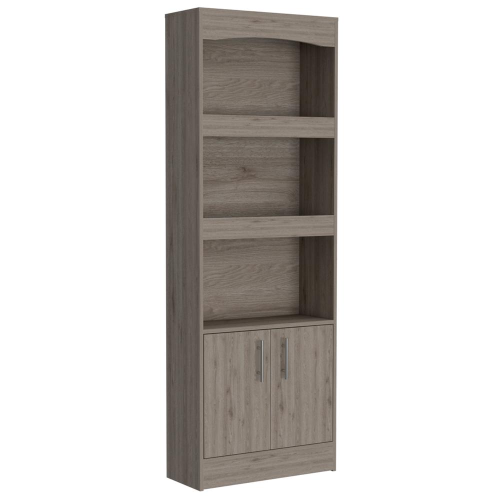 Detroit 2 Piece Office Set, Dozza Bookcase + Aramis Desk, Light Gray. Picture 2