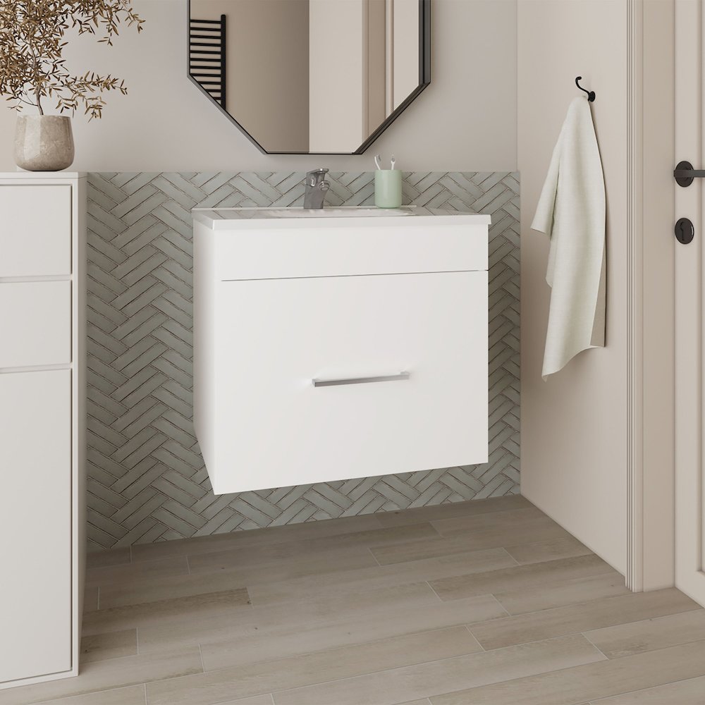 Wixom Bathroom Vanity, 1 Drawer, White. Picture 6