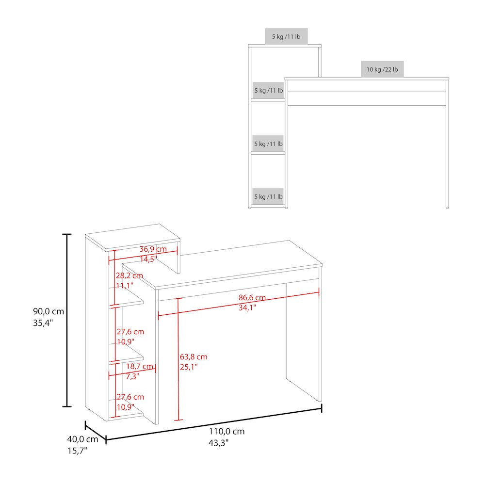 Venetie Desk, 3 Shelves, Light Pine. Picture 5