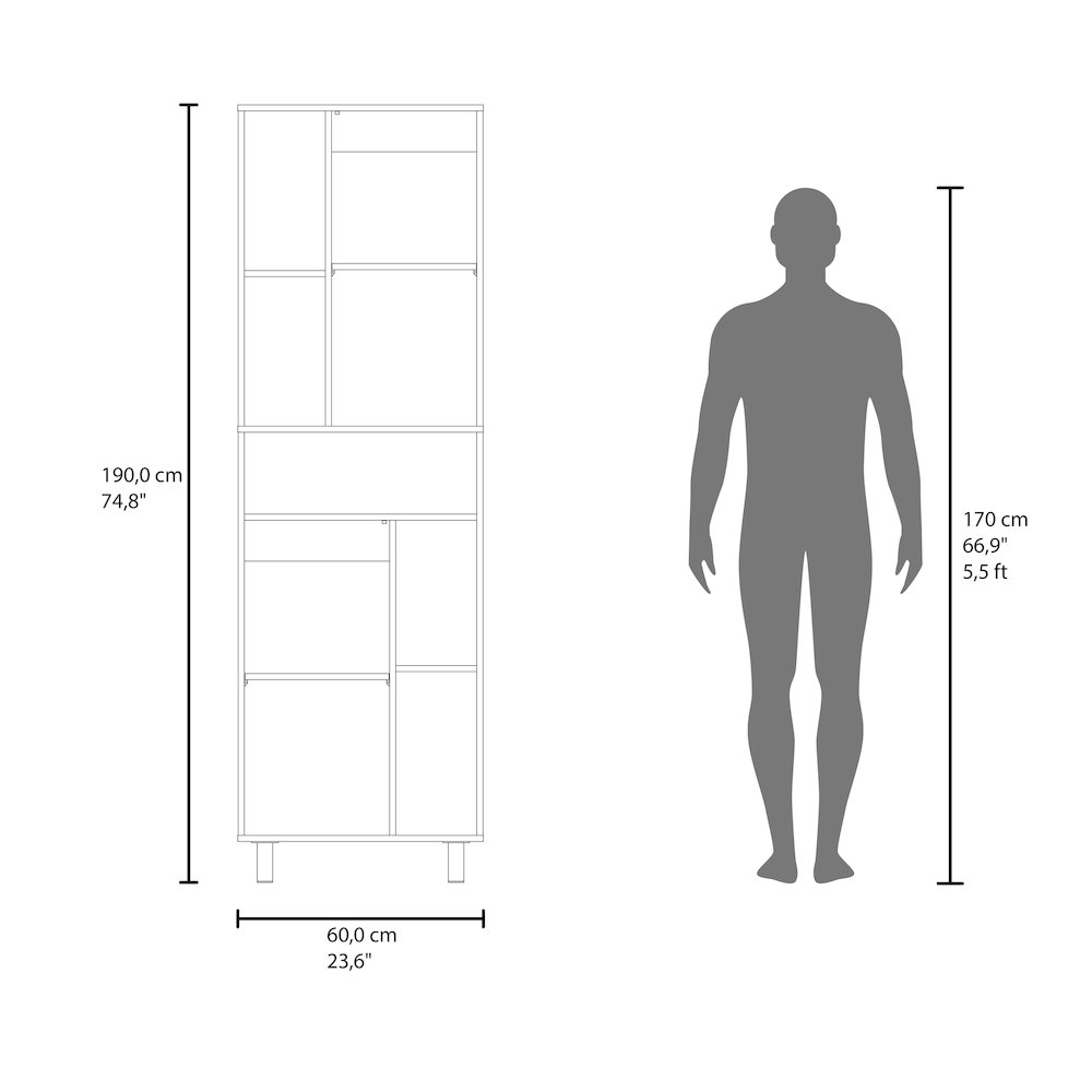 Corfu Pantry Cabinet, 2 Doors, 4 Legs, 9 Shelves, White. Picture 4