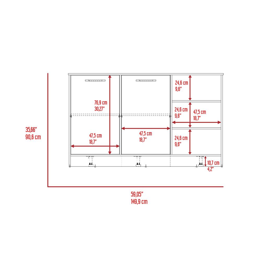 DEPOT E-SHOP Mars Kitchen Island-Two Cabinets, Countertop, Three Open Shelves-White/Dark Brown, For Kitchen. Picture 4