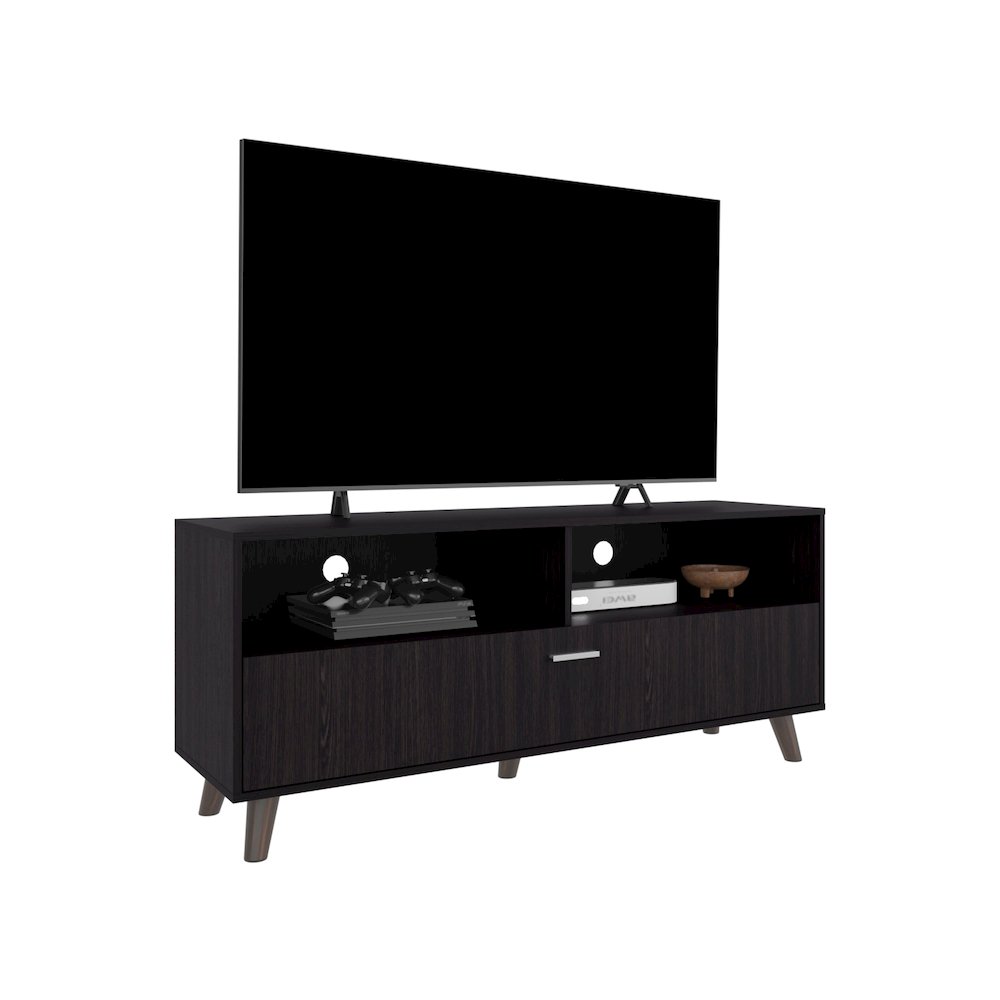 Leary Tv Stand, 1 Door, 2 Shelves, Black Wengue. Picture 3