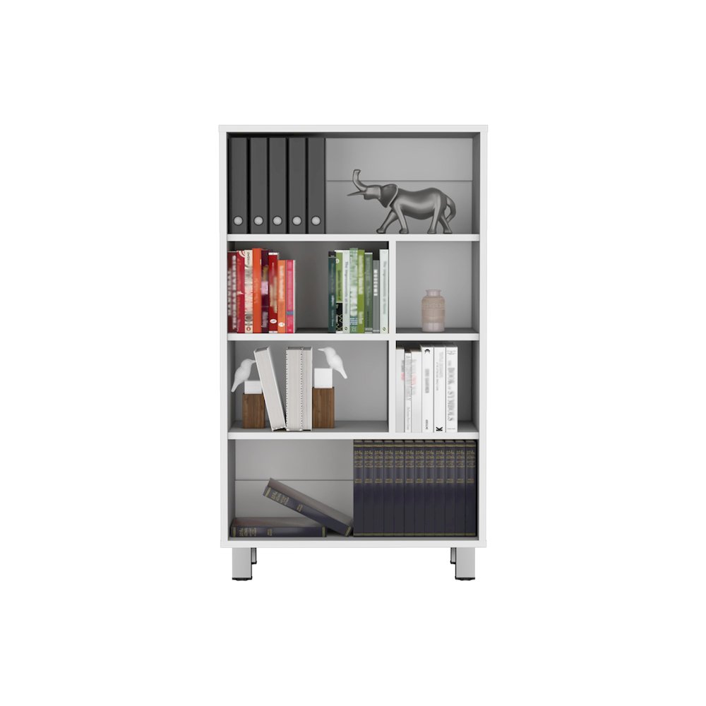 Akiak Bookcase, 6 shelves, 4 legs, White. Picture 2