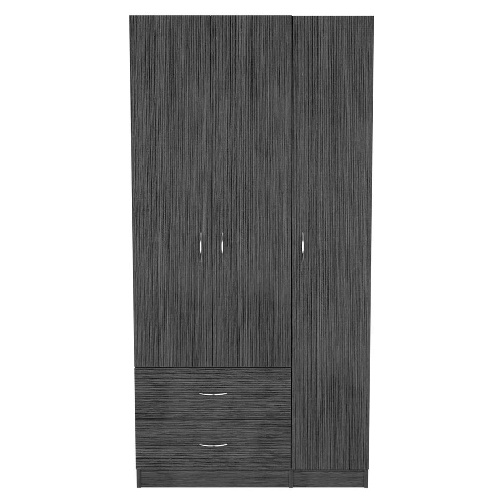 DEPOT E-SHOP Bosko 3 Doors Armoire, Two Drawers, One Door Cabinet, Two Door Cabients, Metal Rod, Smoky Oak/White, For Bedroom. Picture 1