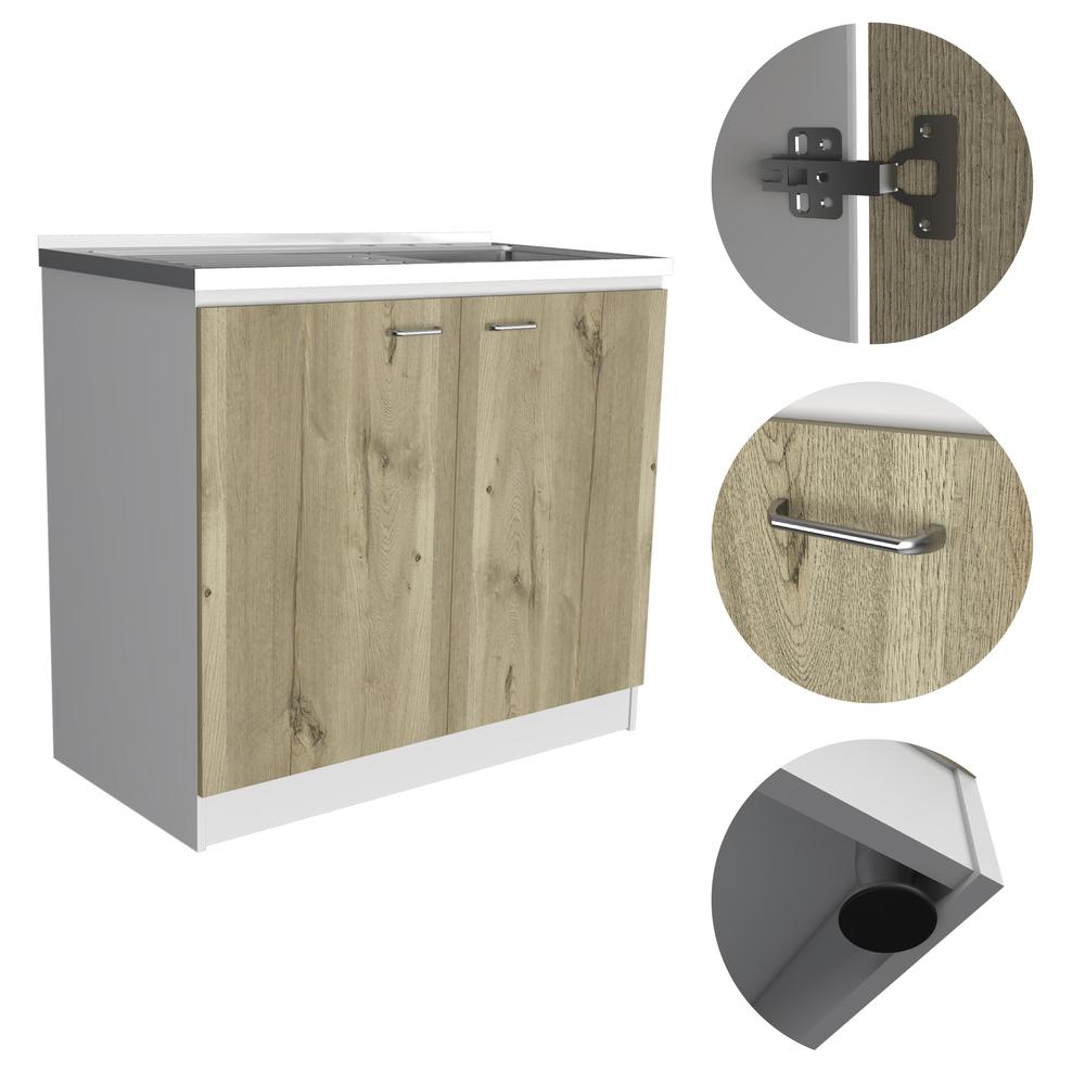 Salento Freestanding Sink - White/Light Oak. Picture 2