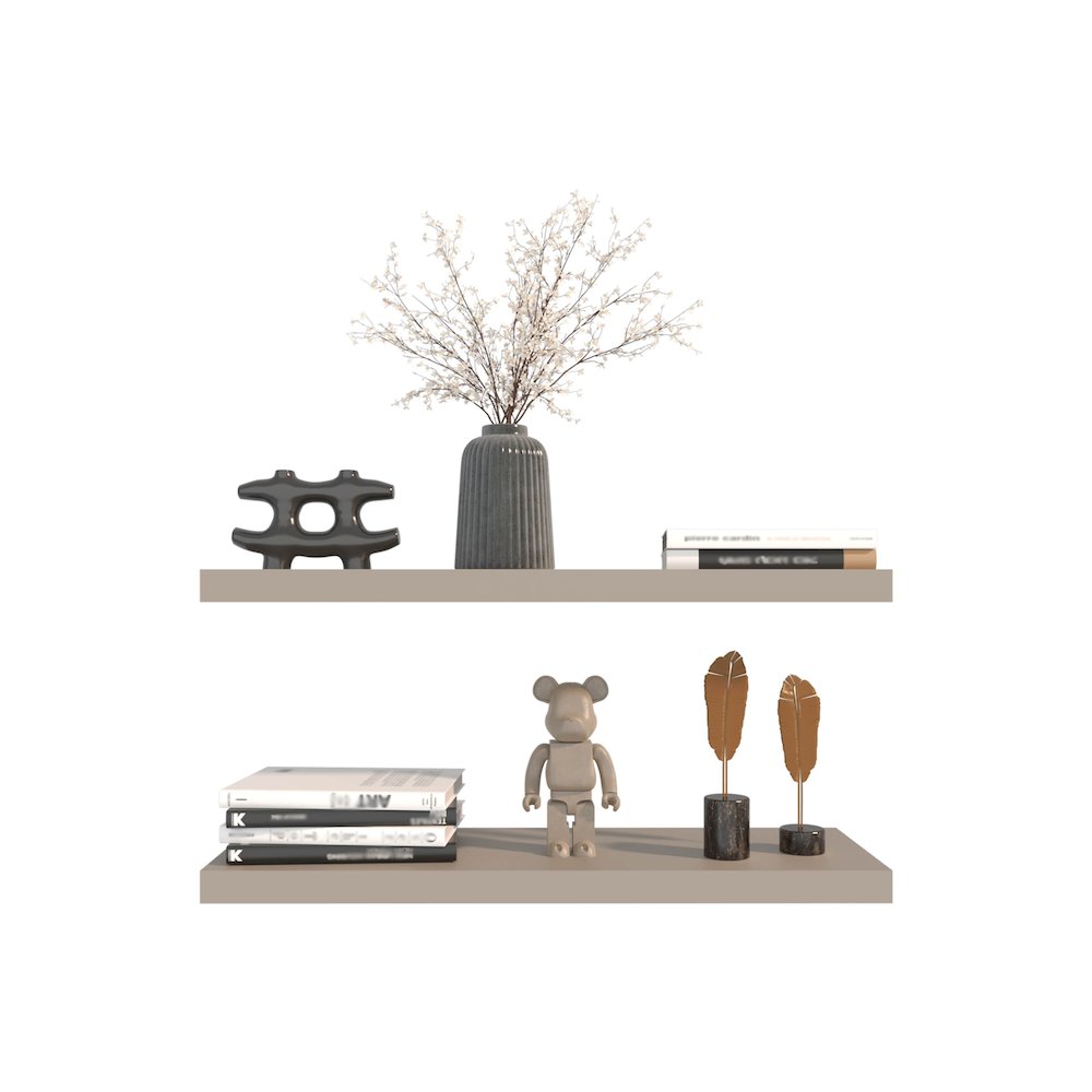 Belville Floating Shelves, 2 Shelves, 1.50" H, Taupe. Picture 5