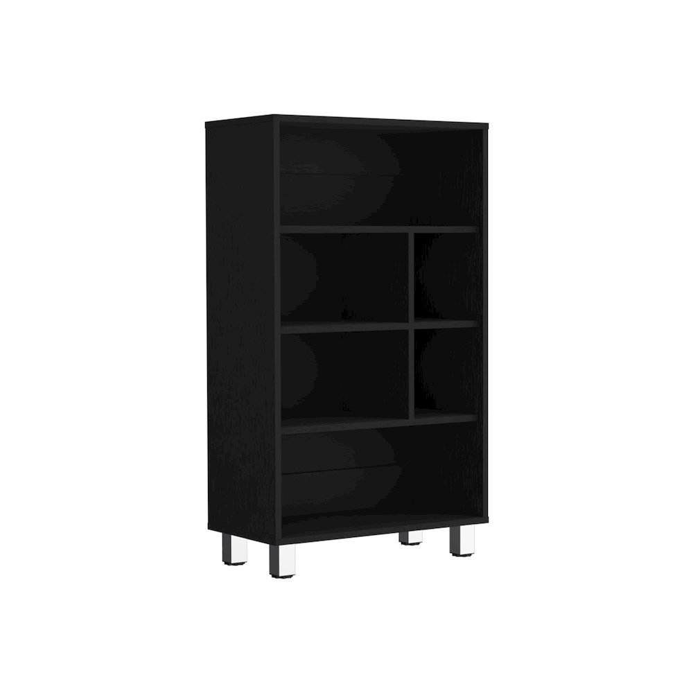 Akiak Bookcase, 6 shelves, 4 legs, Black. Picture 1