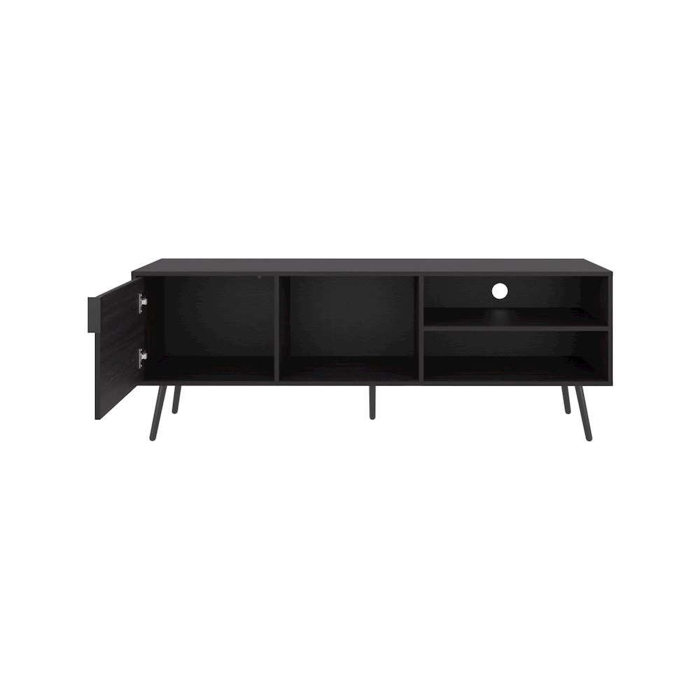 Ekwok TV Stand, 1 Door, 3 Shelves, Black. Picture 3
