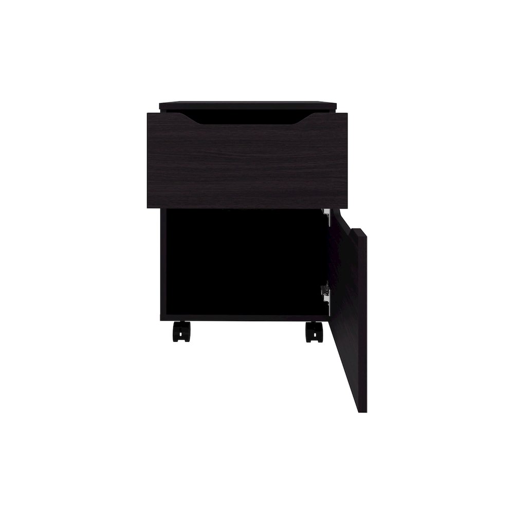 Keota Nightstand, 1 Drawer, 4 Legs, Black. Picture 2