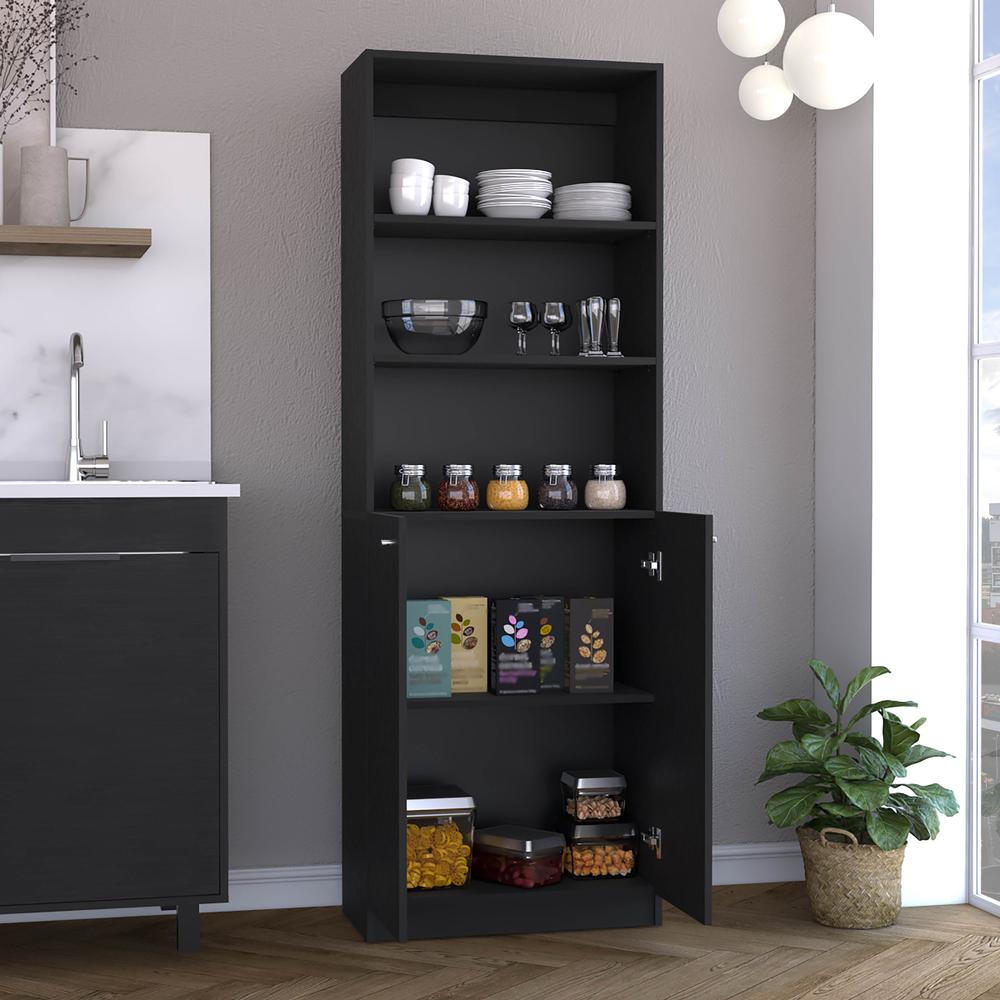 Vinton 2-Door Bookcase with Upper Shelves, Black. Picture 7