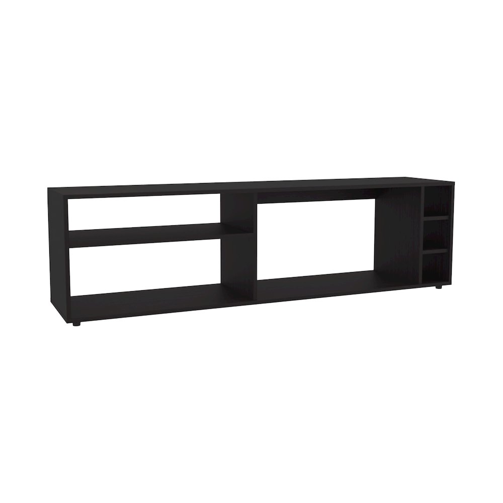 Weir Tv Stand, 6 Shelves, 60" TV Capacity, Black Wengue. Picture 1