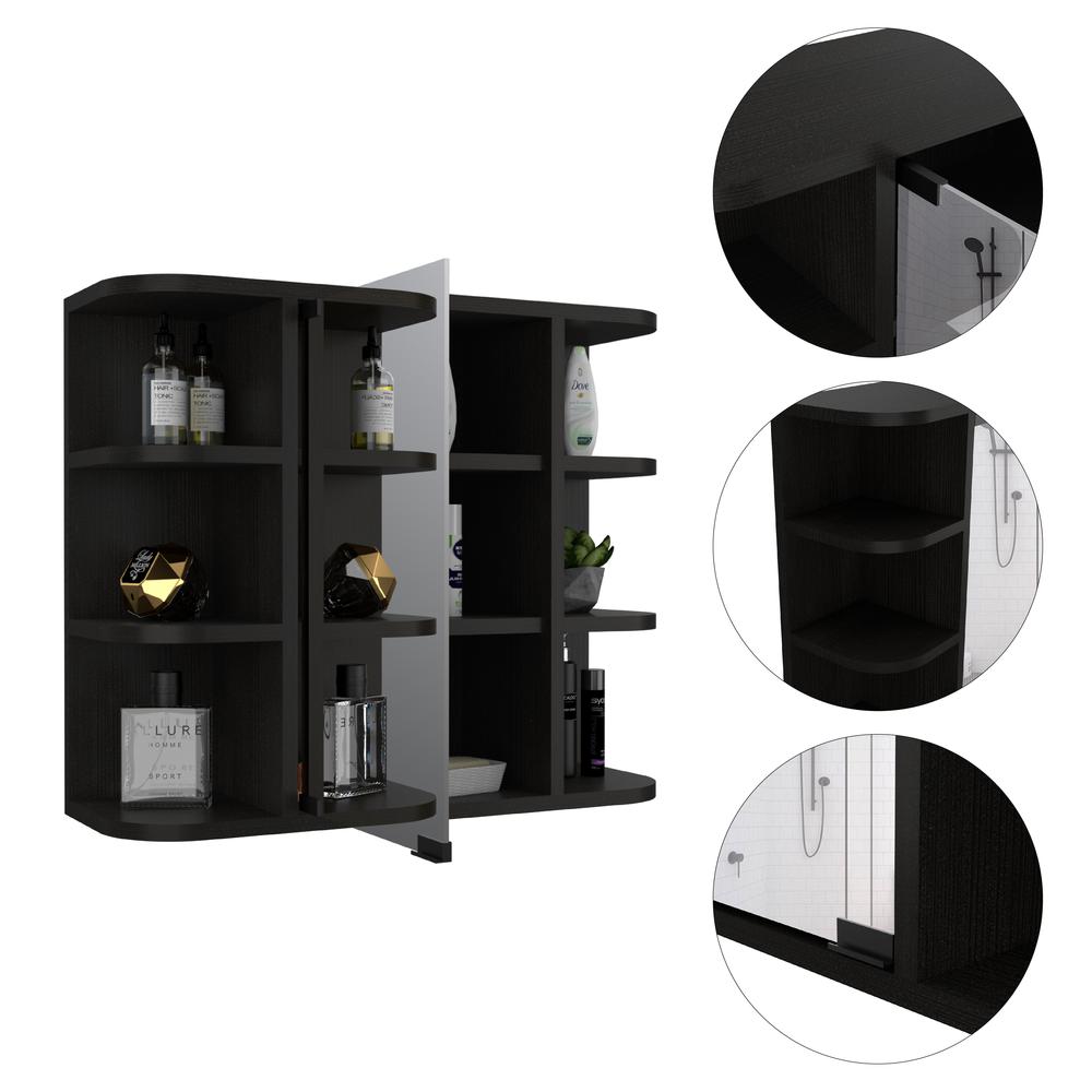 Roma Mirrored Medicine Cabinet Black Wengue. Picture 5