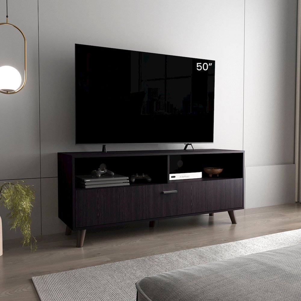 Leary Tv Stand, 1 Door, 2 Shelves, Black Wengue. Picture 7