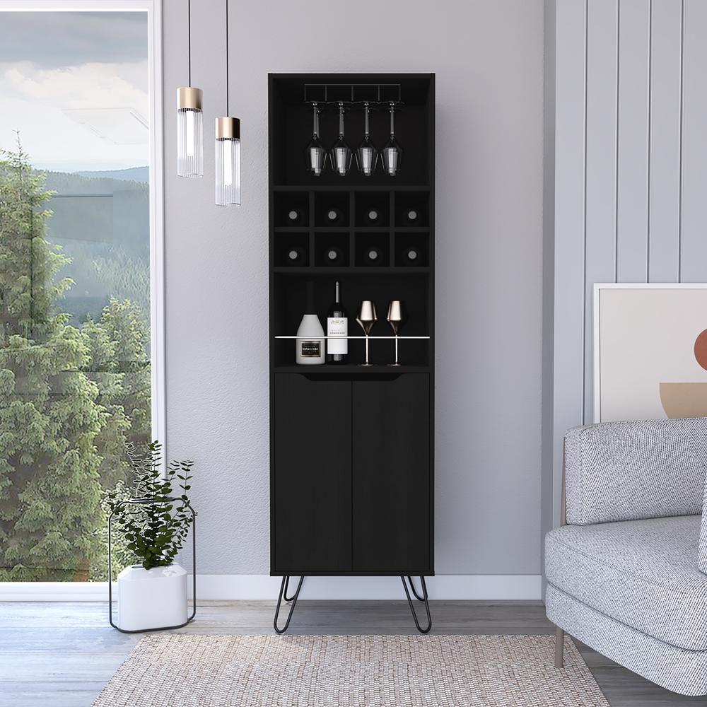 Zamna H Bar Cabinet-Black Wengue. Picture 2
