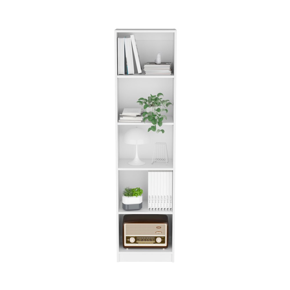 Vinton XS Bookcase Compact Bookshelf with Multiple Shelves, White -Office. Picture 2