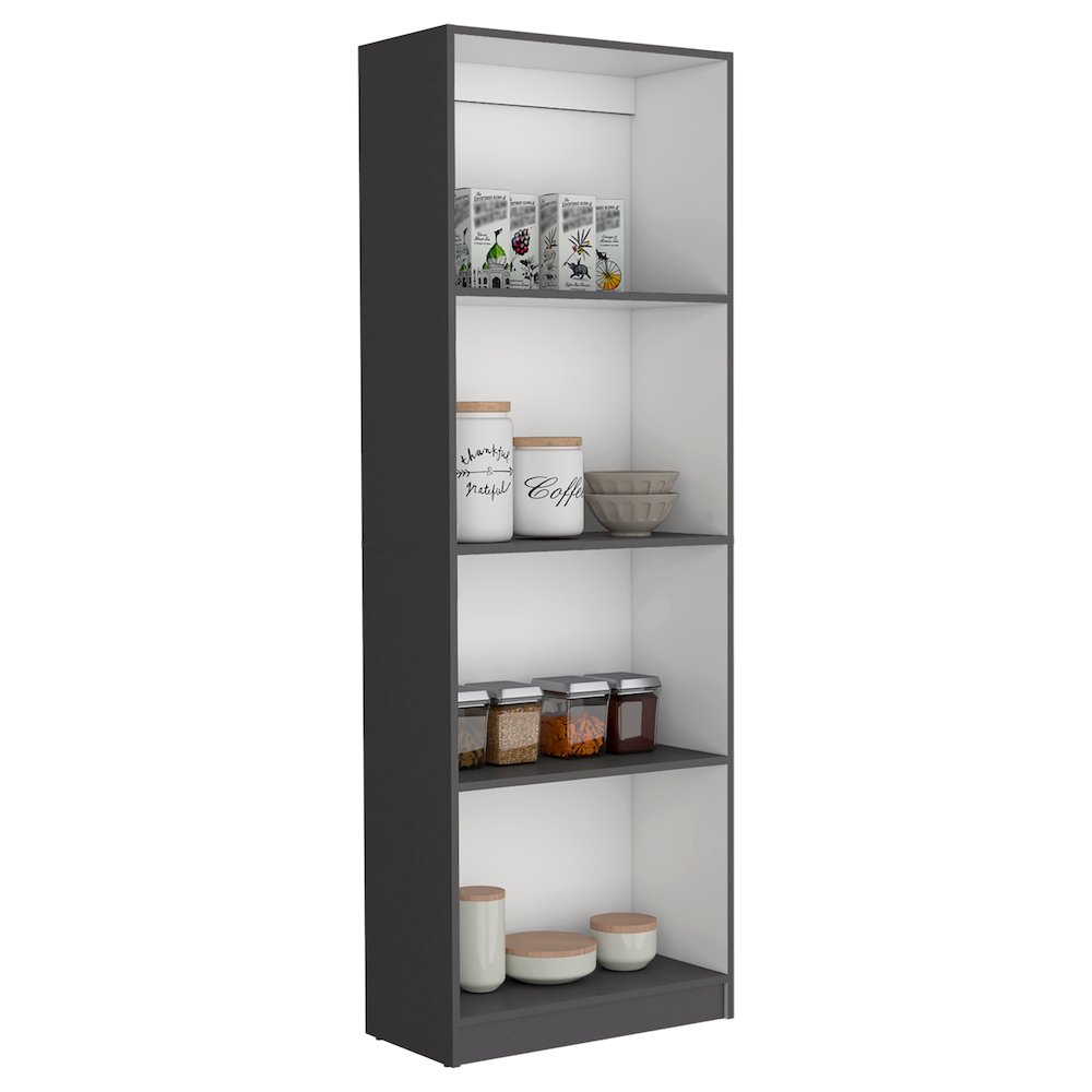 Vinton Bookcase with Spacious Tier-Shelving Design, Matt Gray / White _Office. Picture 2