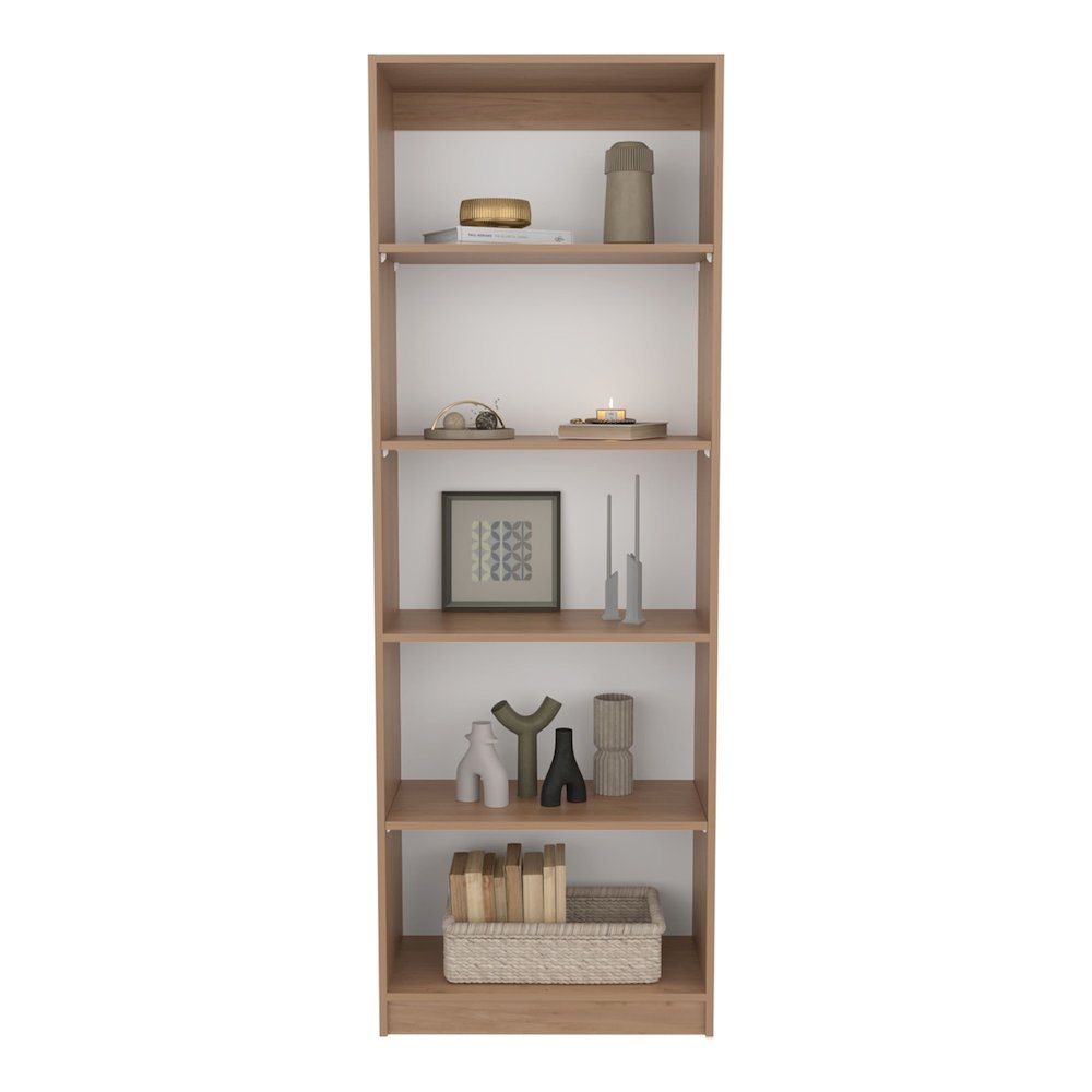 4-Tier Bookcase with Modern Storage for Books and Decor, Natural Oak / White. Picture 6