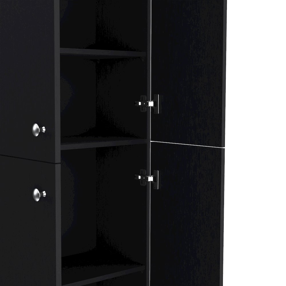 Kitchen Pantry 71" H, 4 Doors, 5 Adjustable Shelves, Laundry, Black. Picture 3