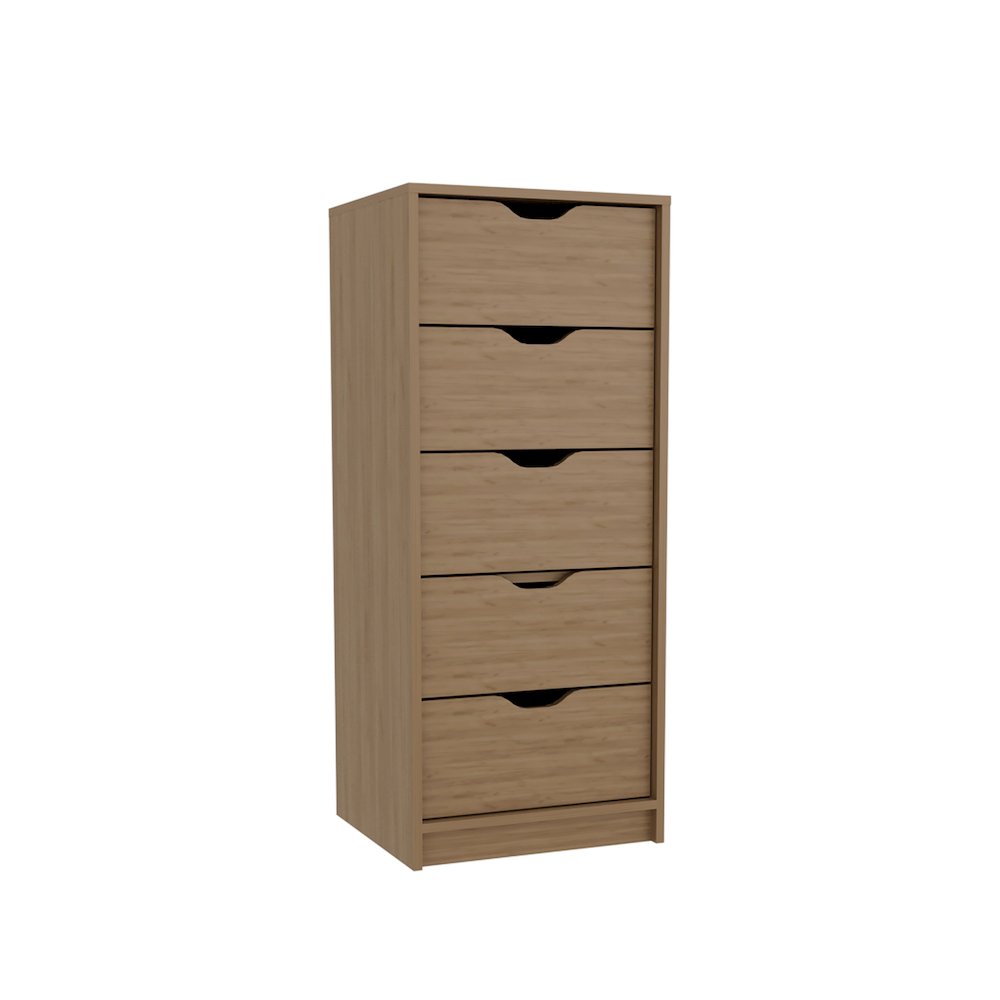 Houma 5 Drawers Narrow Dresser, Slim Storage Chest of Drawers, Natural Oak. Picture 4