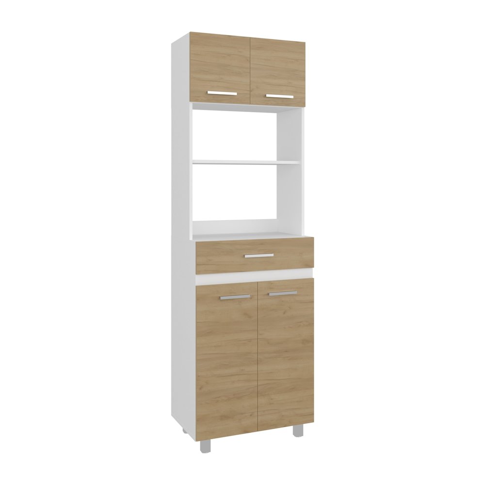 Beggs Kitchen Pantry, 4 Doors, 1 Drawer, 4 Legs, 4 Shelves, Natural Oak / White. Picture 4