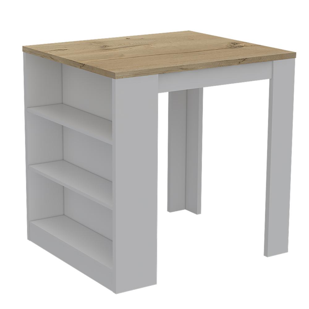 Milos Kitchen Island Table White-Light Oak. Picture 2
