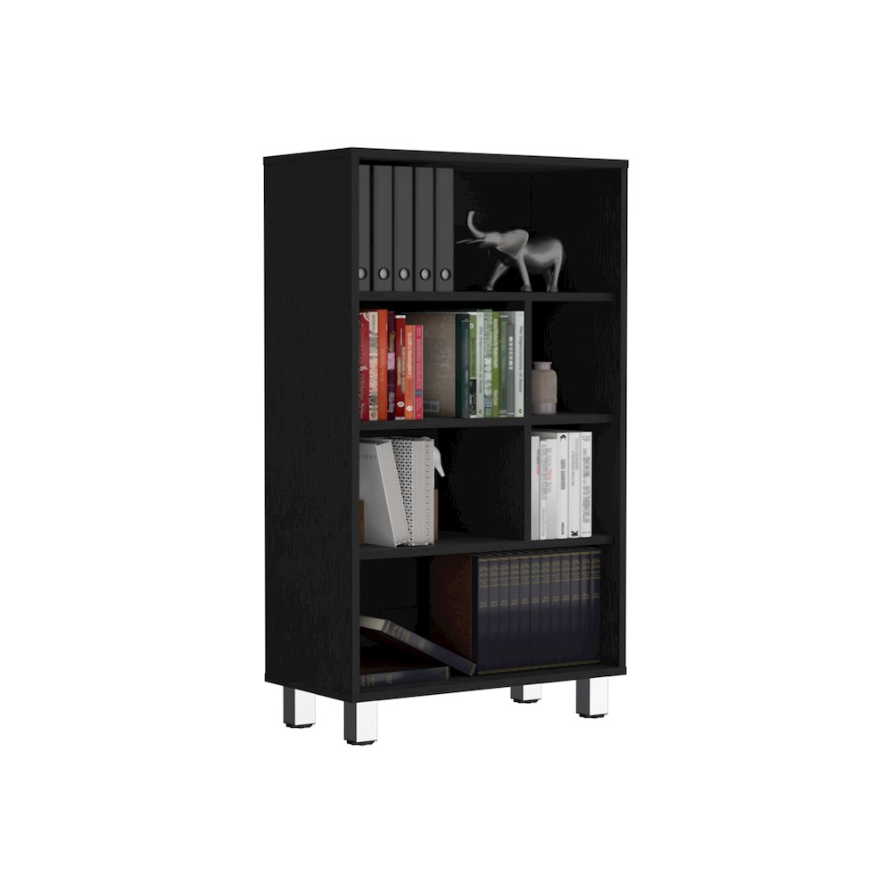 Akiak Bookcase, 6 shelves, 4 legs, Black. Picture 5