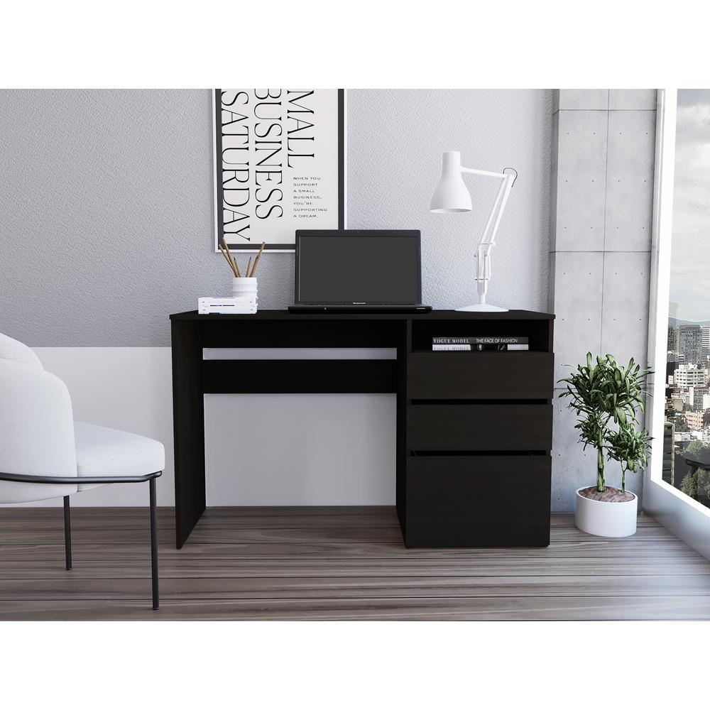 Kenai 3 Drawers Computer Desk Black Wengue. Picture 7