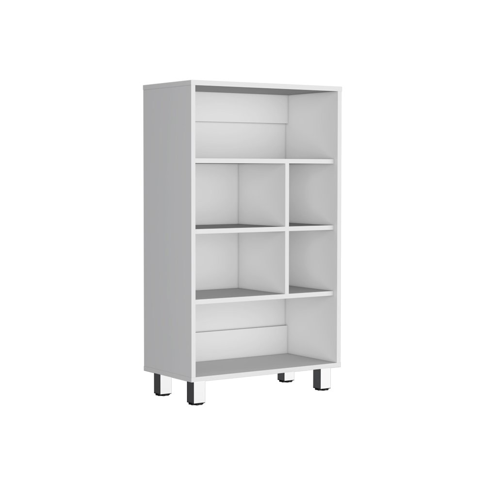 Akiak Bookcase, 6 shelves, 4 legs, White. Picture 1