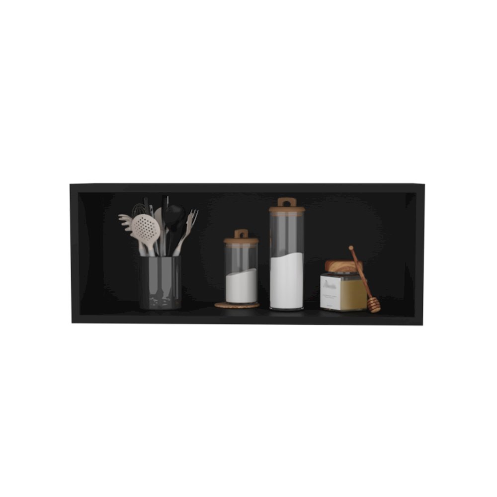 Ayden Wall Cabinet, 1 Spacious Shelf, Black. Picture 2