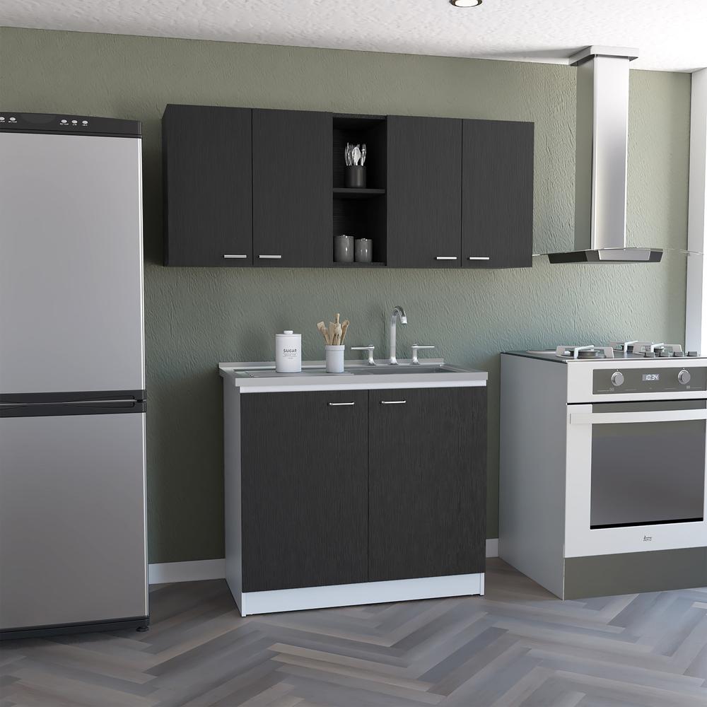 Luther 2 Piece Kitchen Set, Olimpo 150 Wall Cabinet  + Utility Sink With Cabinet. Picture 5