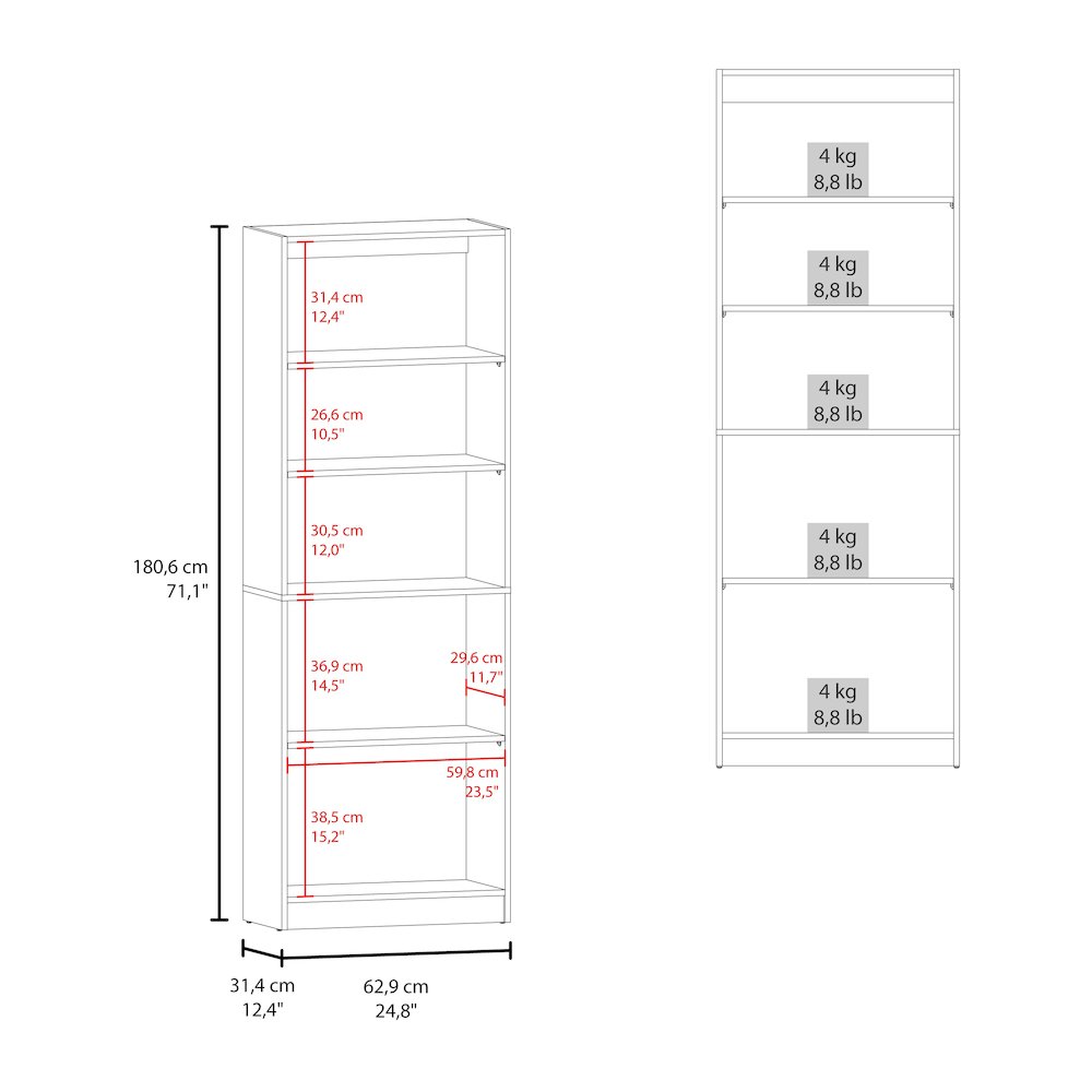 Vinton 2-Door Bookcase with Upper Shelves, Dark Walnut / Black Wengue. Picture 6