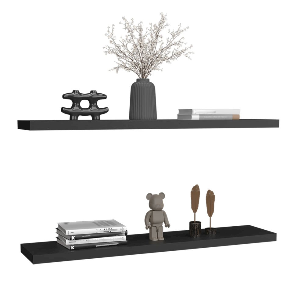 Pantego Floating Shelves with 1 Shelf, Black. Picture 5