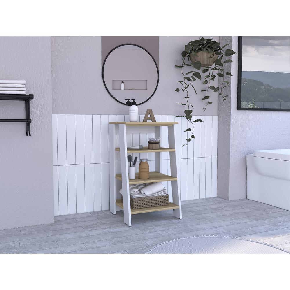 Colyn Linen Cabinet - Light Oak - White. Picture 5