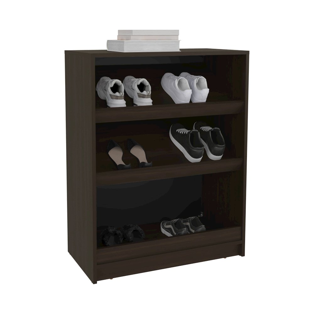 Atoka Shoe Rack, 3 Shelves, Dark Walnut. Picture 1