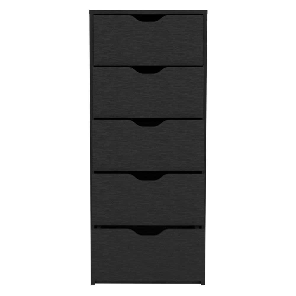 DEPOT E-SHOP Houma 5 Drawers Narrow Dresser, Slim Storage Chest of Drawers, Black. Picture 1