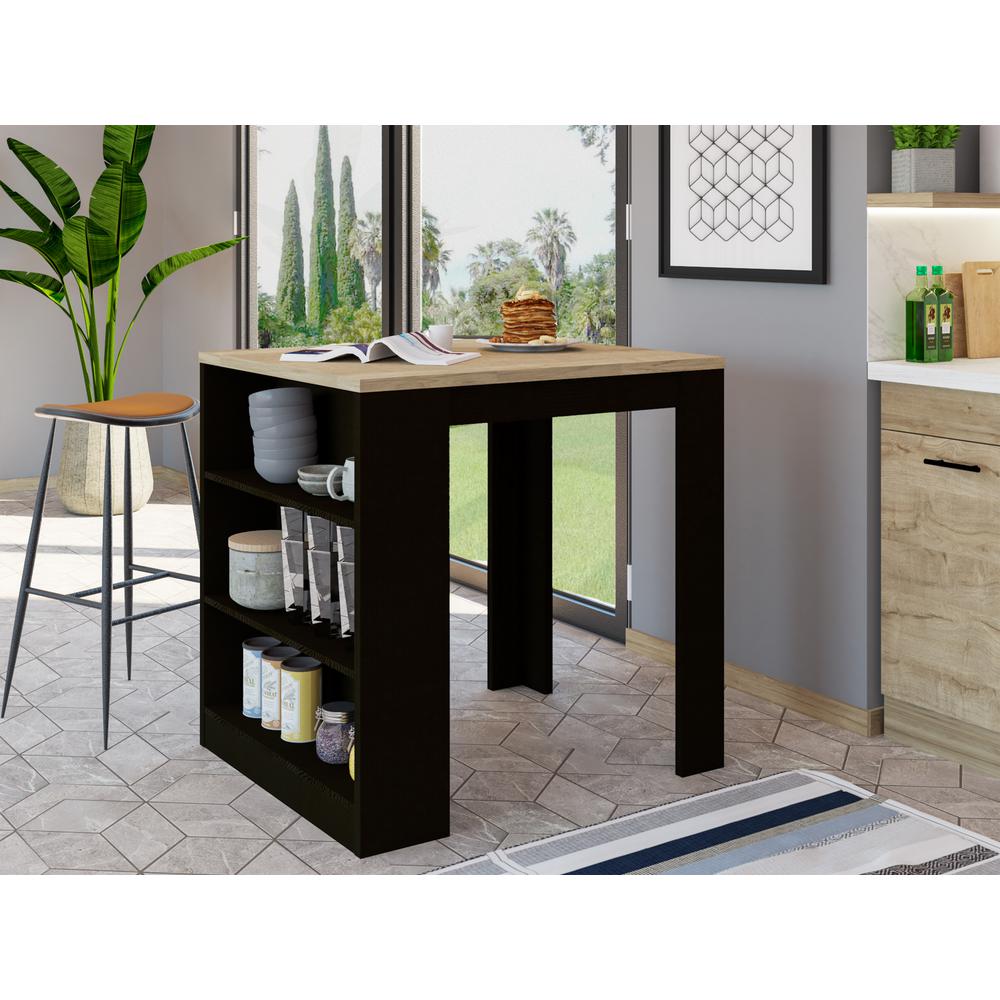 Milos Kitchen Island Table Black Wengue-Light Oak. Picture 7