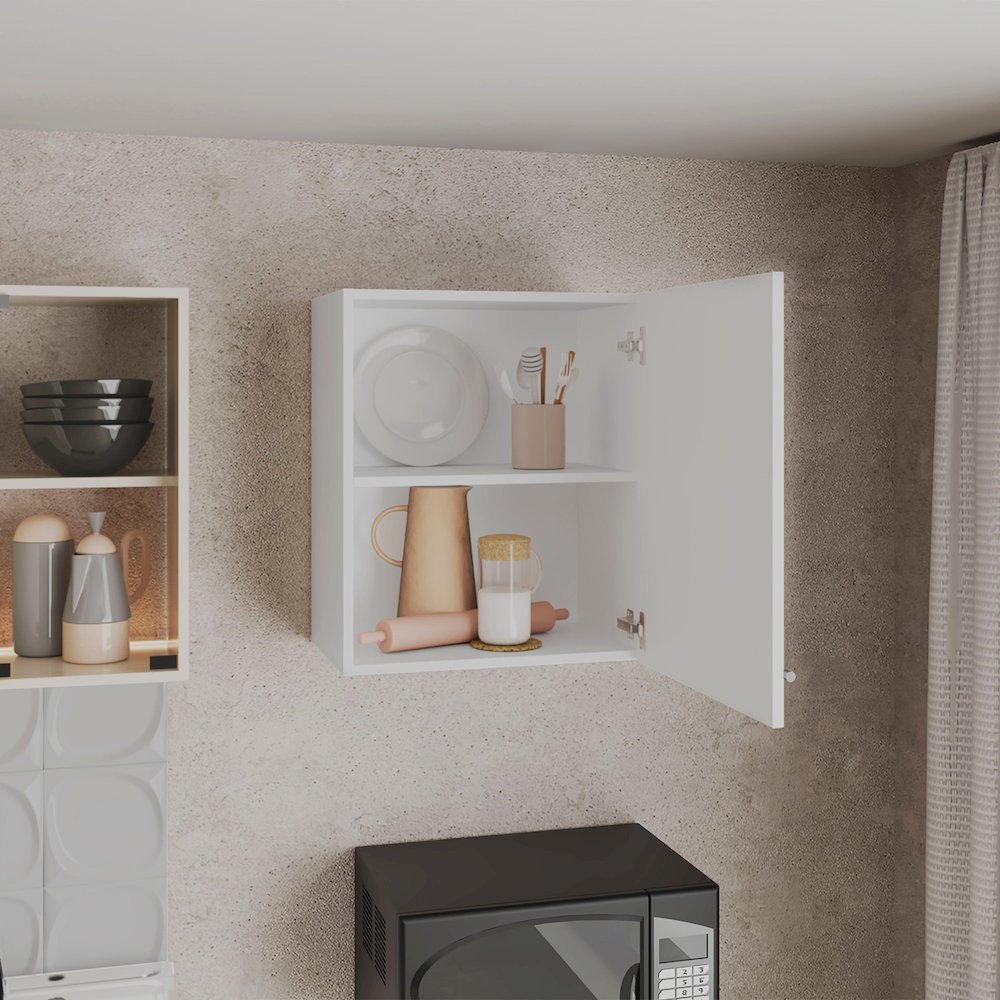 Sterling Wall Cabinet with 1 Door and 2 Shelves, White. Picture 7