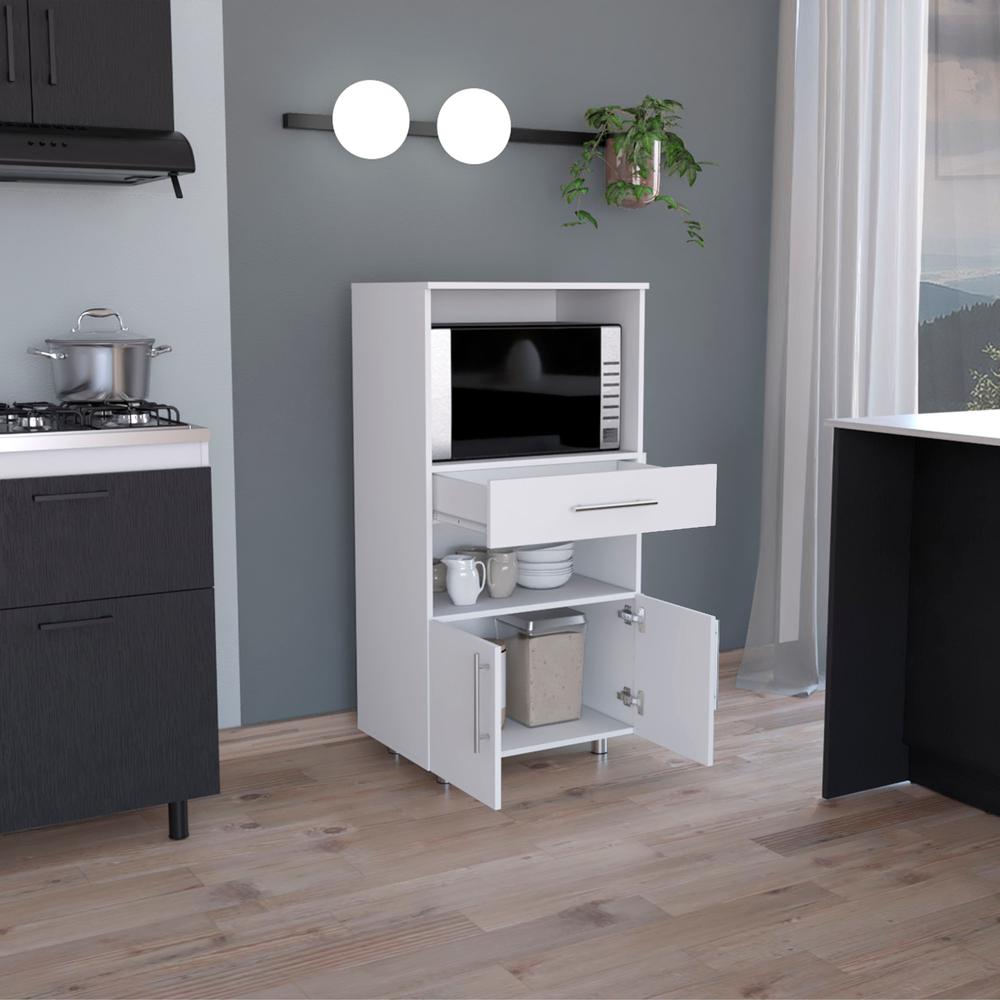 Wales Kitchen Pantry with 2 shelves and 2 doors, White -Kitchen. Picture 6