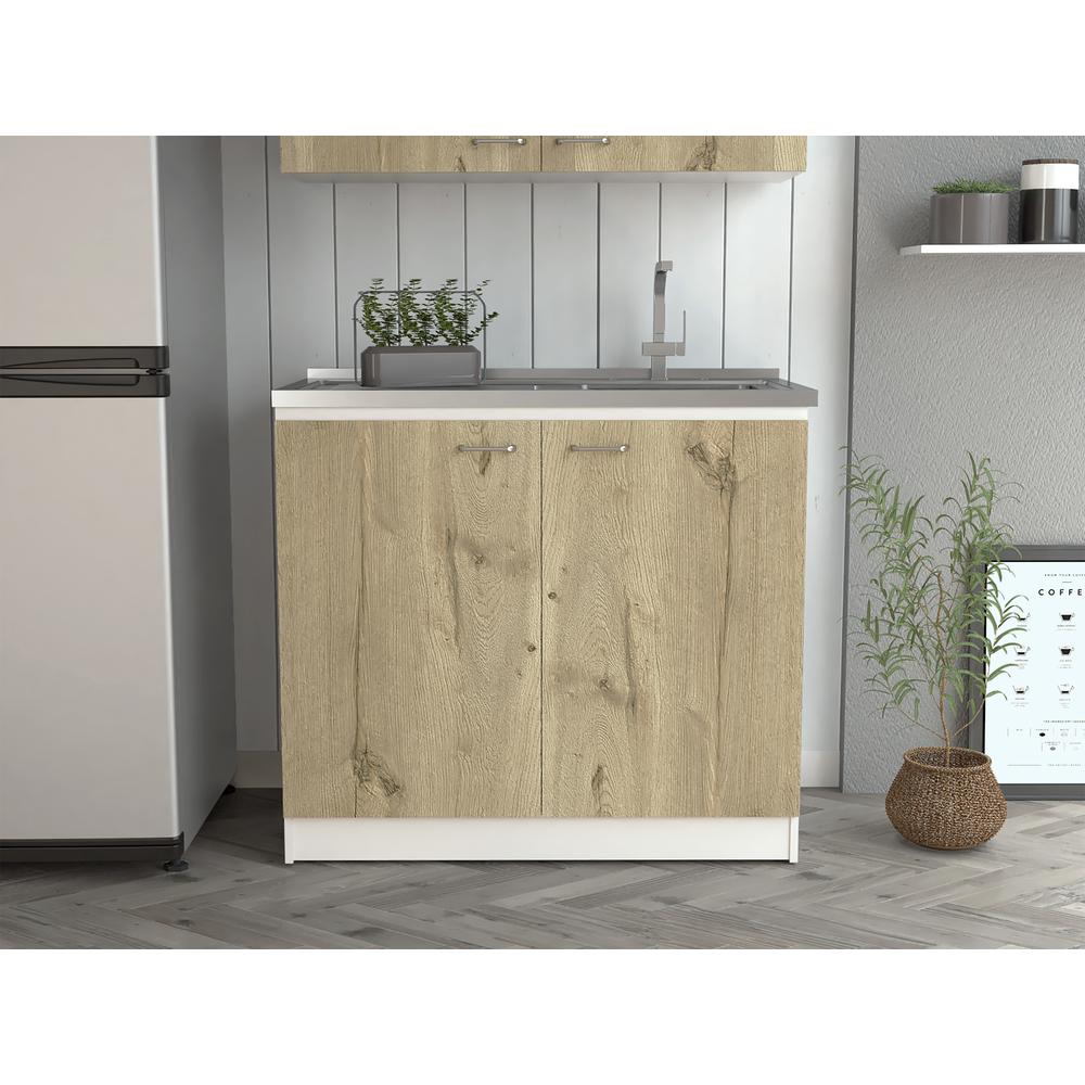 Salento Freestanding Sink - White/Light Oak. Picture 5