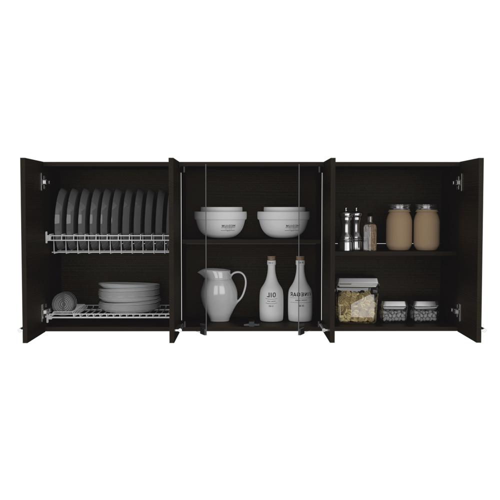 Olimpo 150 Wall Cabinet With Glass In Black. Picture 3