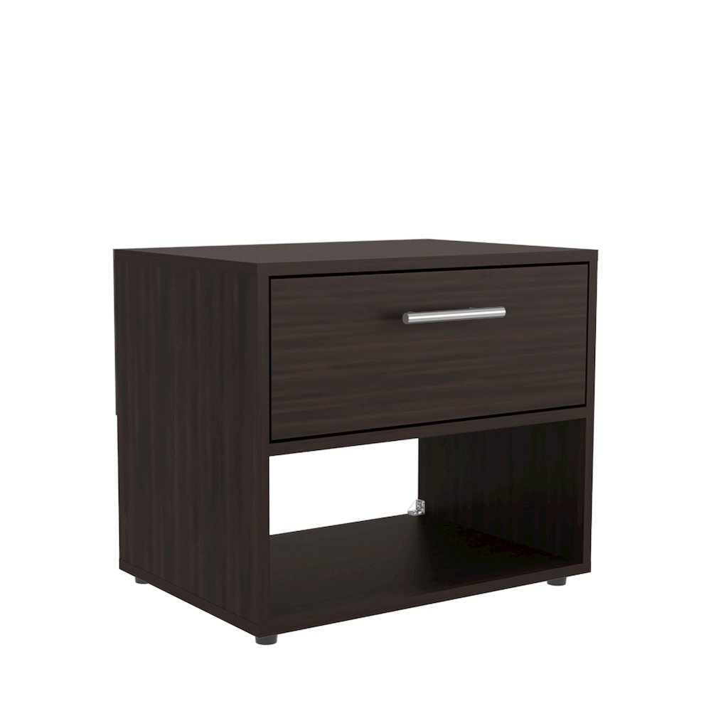 Noxen Nightstand, 1 Drawer, 1 Shelf, 4 Legs, Walnut. Picture 4