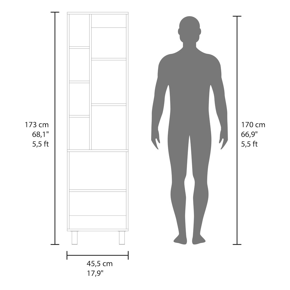 Nicut Storage Cabinet, 2 Doors, 9 Shelves, 4 Legs, White. Picture 5