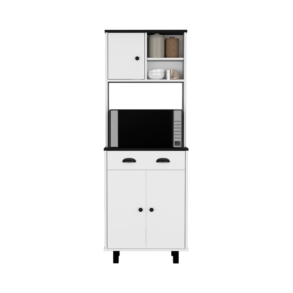 67" H Kitchen Pantry with Two Cabinets, Two Open Shelves, and One Drawer. Picture 3